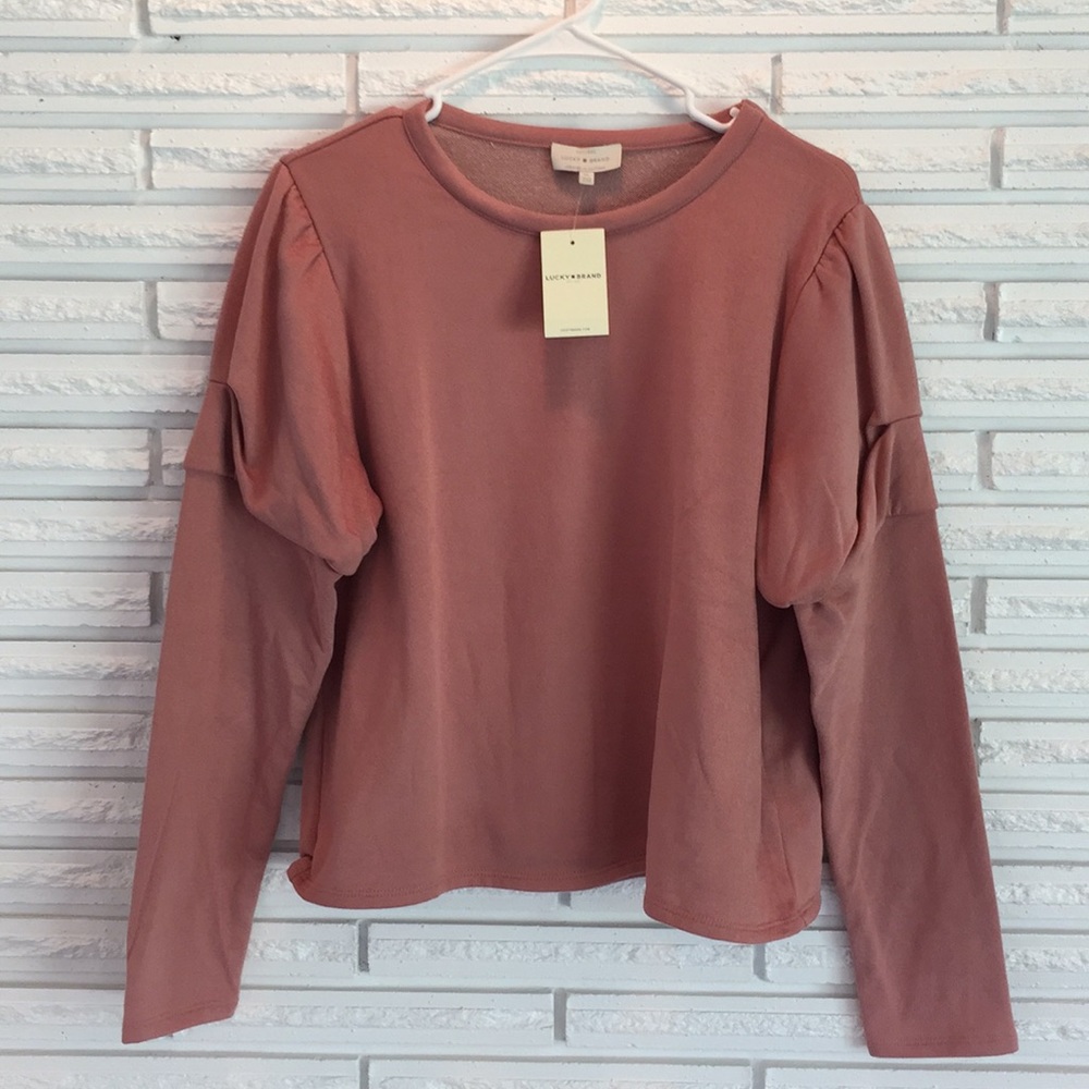 Lucky Brand Blush Pink Puff Long Sleeve TopSweater